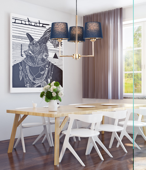 뷰민라 3등 원형패브릭 펜던트조명 인테리어조명 LED식탁등